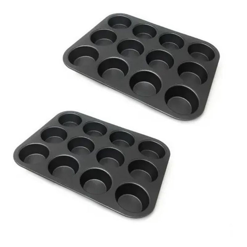 GENERICO - Pack X2 Moldes 12 Cupcakes Molde Cupcake Molde Muffin Gris