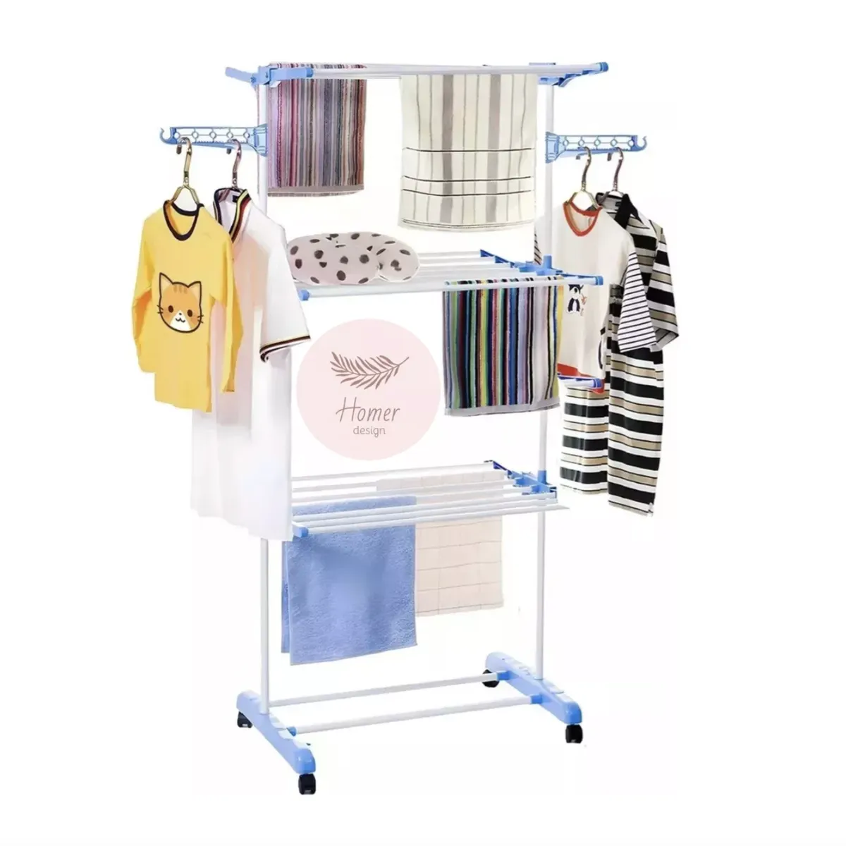 HOMER DESIGN - Tendedero vertical plegable acero inoxidable 170x65x65 cm