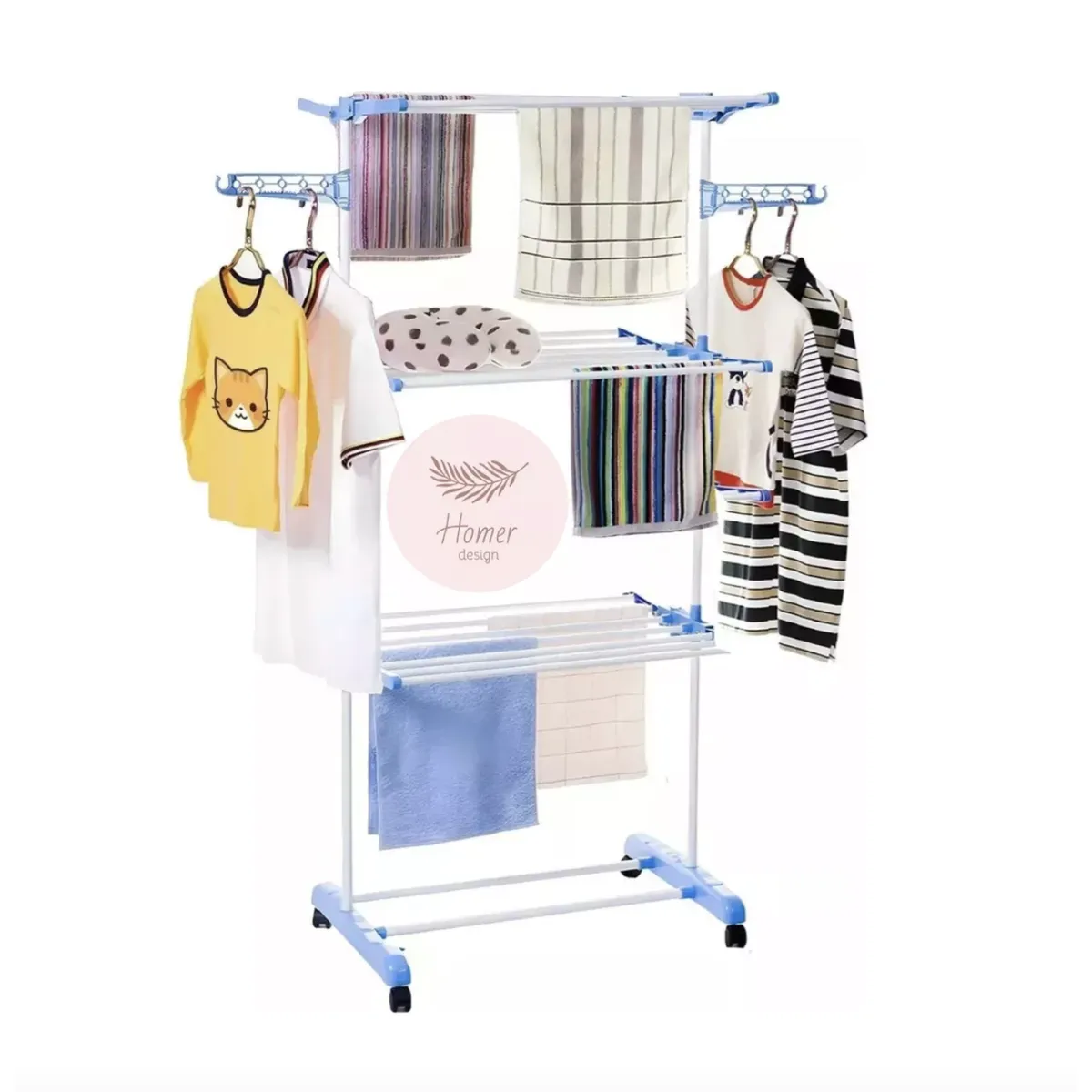 HOMER DESIGN - Tendedero vertical plegable acero inoxidable 170x65x65 cm