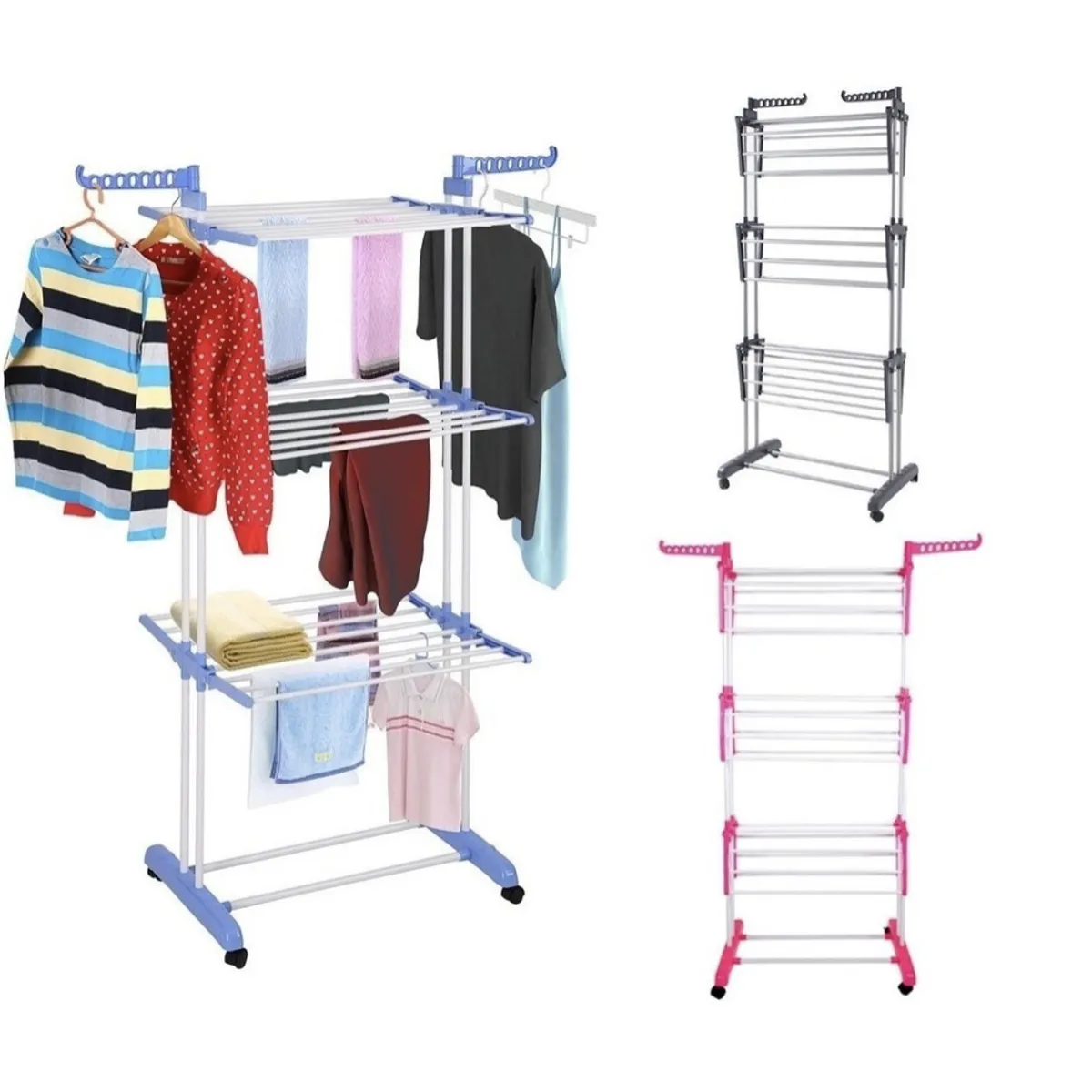 HOMER DESIGN - Tendedero vertical plegable acero inoxidable 170x65x65 cm