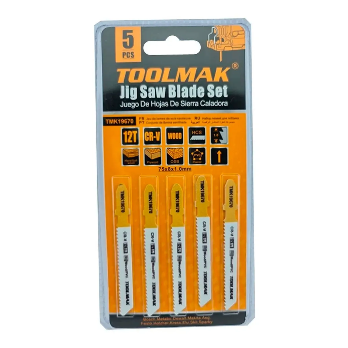 GENERICO - Set Juego De Hojas Para Sierra Caladora 5 Piezas 12t Toolmak