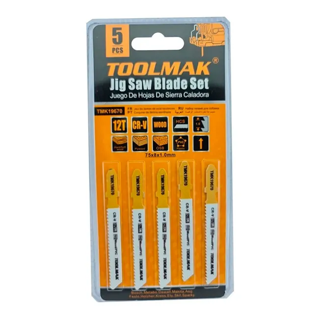 GENERICO - Set Juego De Hojas Para Sierra Caladora 5 Piezas 12t Toolmak