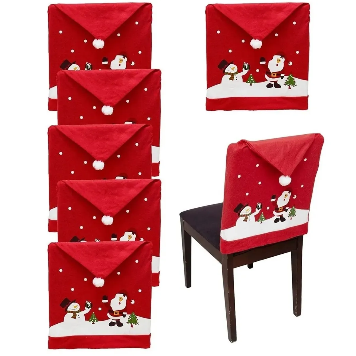 GENERICO - Pack 6 Fundas Navideña Para Respaldo Silla Fundas Para Silla