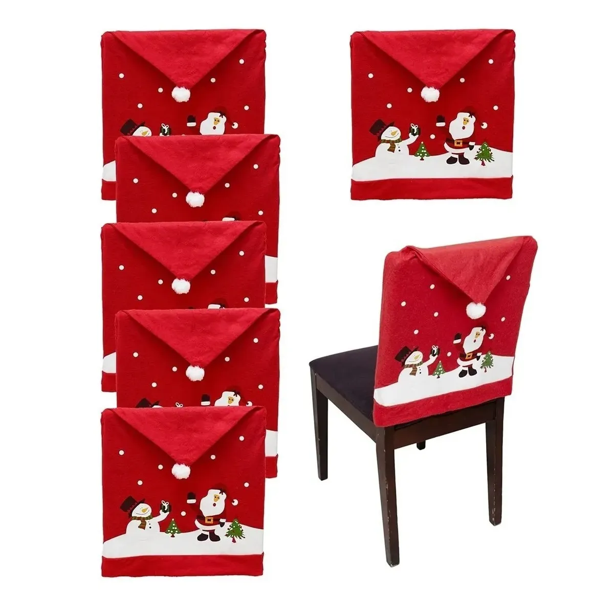 GENERICO - Pack 6 Fundas Navideña Para Respaldo Silla Fundas Para Silla