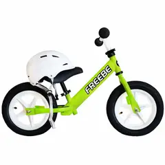 FREEBE - Bicicleta Verde + Casco aprendizaje sin Pedales niños