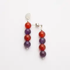 MCPTIENDATALLER - Aros de piedras amatista y ágata cornalina.