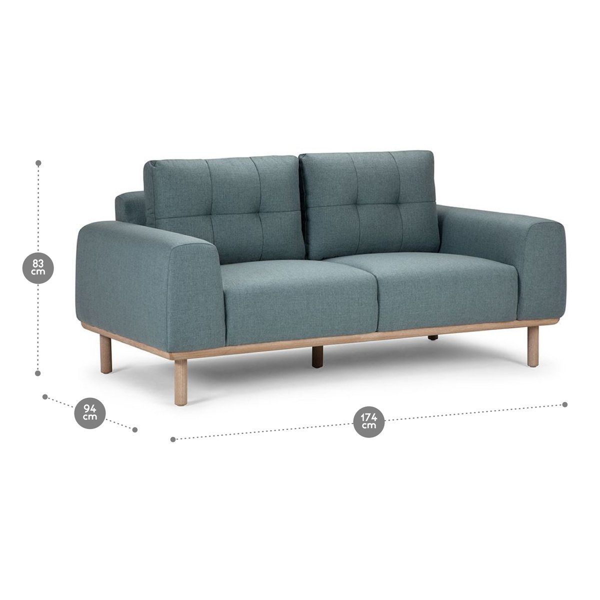 ROSEN - Sofá Rosen Biada 2 Cuerpos Tela Azul