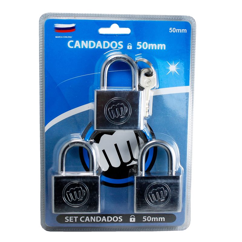 POWER FORCE - Candados de Acero Inoxidable de 50 mm. Set de 3 Unidades. Power Force