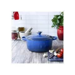 IMAHE - OLLA HIERRO FUNDIDO REDONDA AZUL 24 x 12 cm
