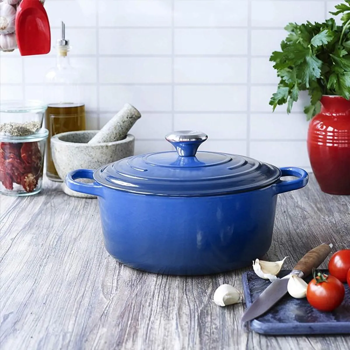 BRIVA - OLLA HIERRO FUNDIDO REDONDA AZUL 24 x 12 cm IMAHE