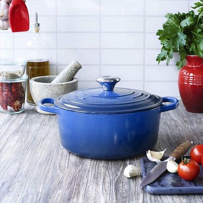 Imagen 2 del producto OLLA HIERRO FUNDIDO REDONDA AZUL 24 x 12 cm IMAHE