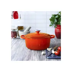 IMAHE - OLLA HIERRO FUNDIDO REDONDA NARANJA 24x12 cm