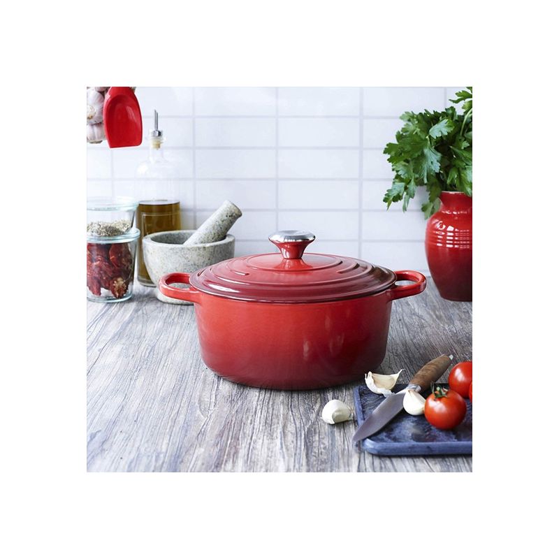 IMAHE - OLLA HIERRO FUNDIDO REDONDA ROJA 24x12 cm IMAHE