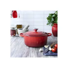 IMAHE - OLLA HIERRO FUNDIDO REDONDA ROJA 24x12 cm