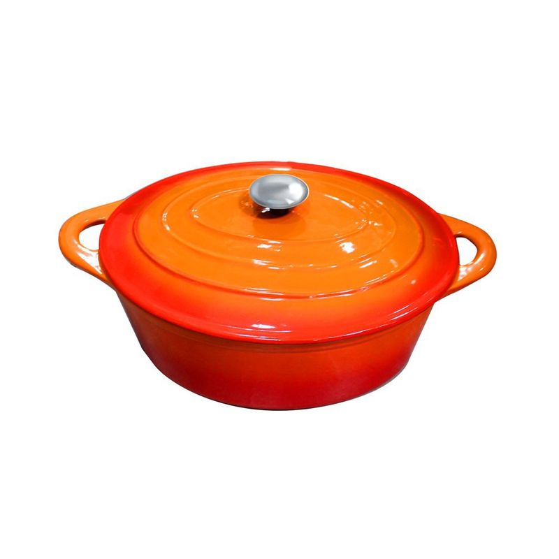 IMAHE - OLLA HIERRO FUNDIDO OVALADA NARANJA 34x26x13.5 cm IMAHE