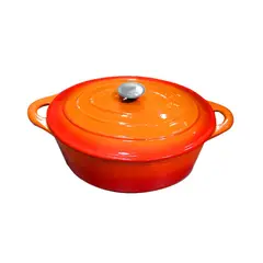 IMAHE - OLLA HIERRO FUNDIDO OVALADA NARANJA 34x26x13.5 cm