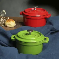 IMAHE - MINI OLLA HIERRO FUNDIDO VERDE 13x5 cm
