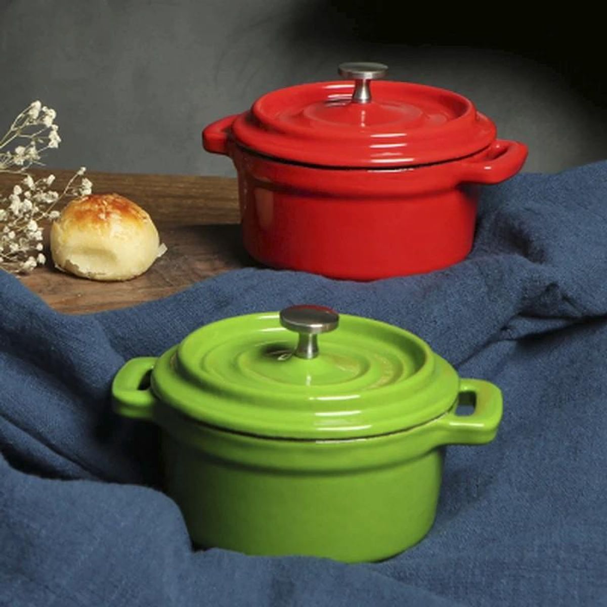 BRIVA - MINI OLLA HIERRO FUNDIDO VERDE 13x5 cm IMAHE