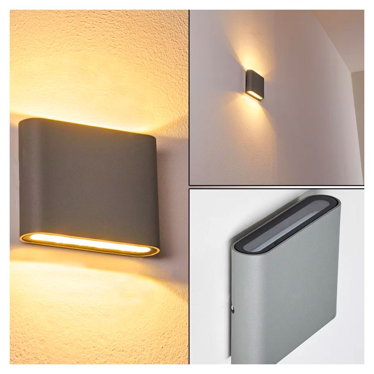 Apliqué LED de Pared Cuadrado Gris 2 * 5W Luz Cálida, marca HB LEDS - Foto 2