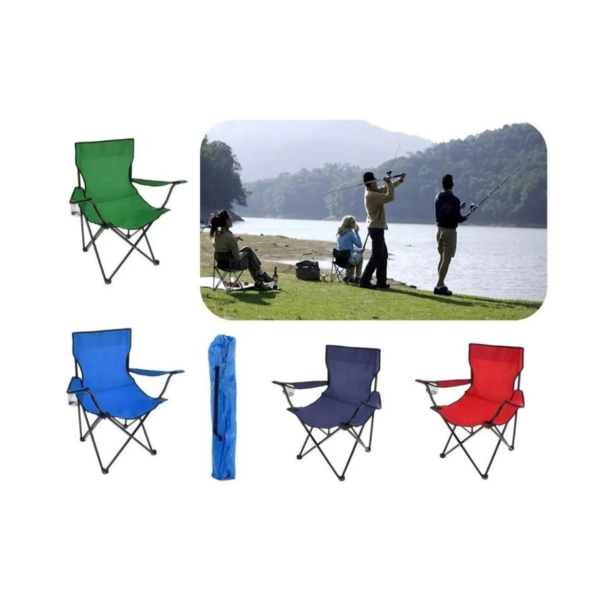 GENERICO - Silla Plegable  Playa Camping Pesca Picnic Porta Vaso+Bolso