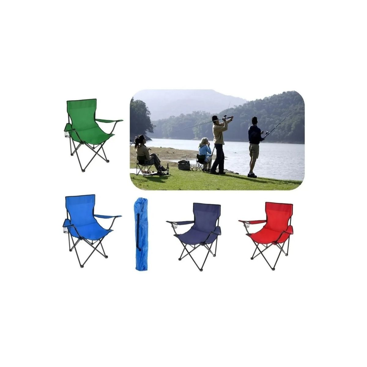 GENERICO - Silla Plegable  Playa Camping Pesca Picnic Porta Vaso+Bolso