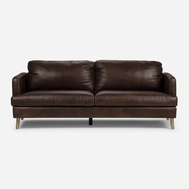 ROSEN - Sofá Rosen Wells 3 Cuerpos Cuero Moro