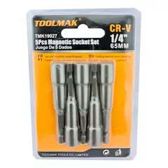 GENERICO - Juego De Adaptadores 1/4 Punta Magnetica 5 Piezas Toolmak