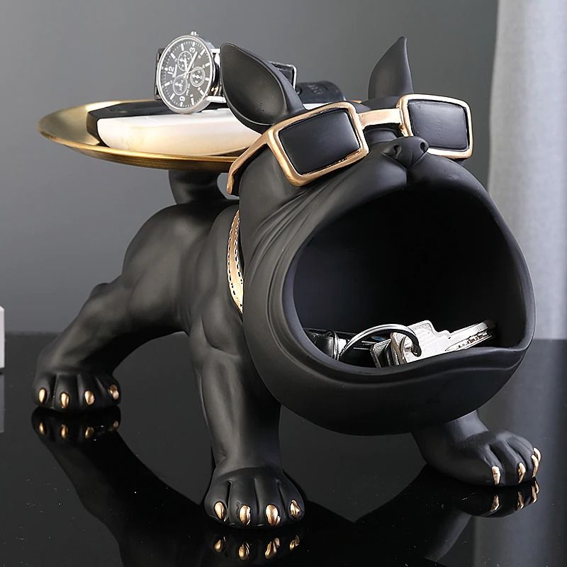 GENERICO - Decoración de Perro Bull Dog Frances con Bandeja