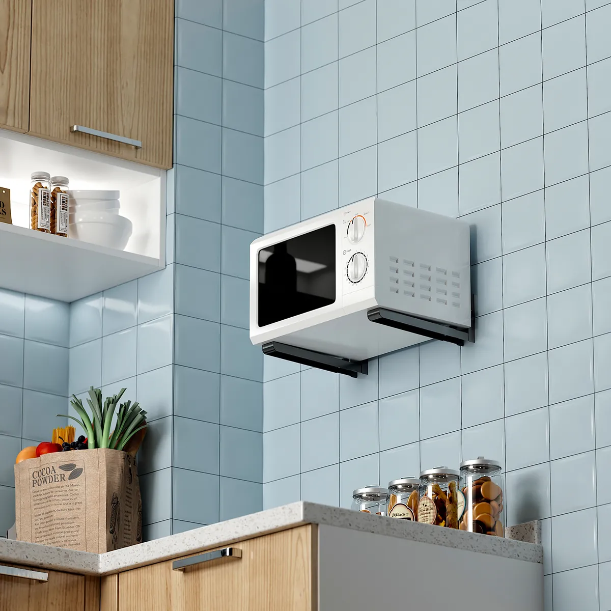 BRASFORMA - Soporte para Microondas plegable Negro MB-6BLACK  30kg  Brasforma