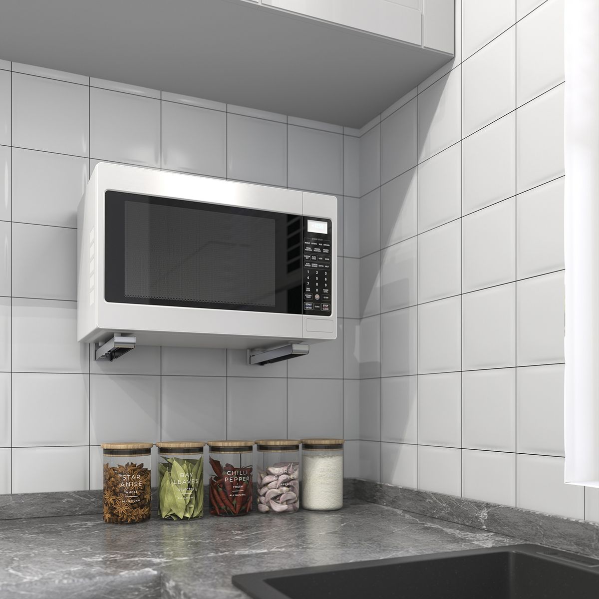 BRASFORMA - Soporte para Microondas plegable Plata - MB-6SILVER  30kg  Brasforma