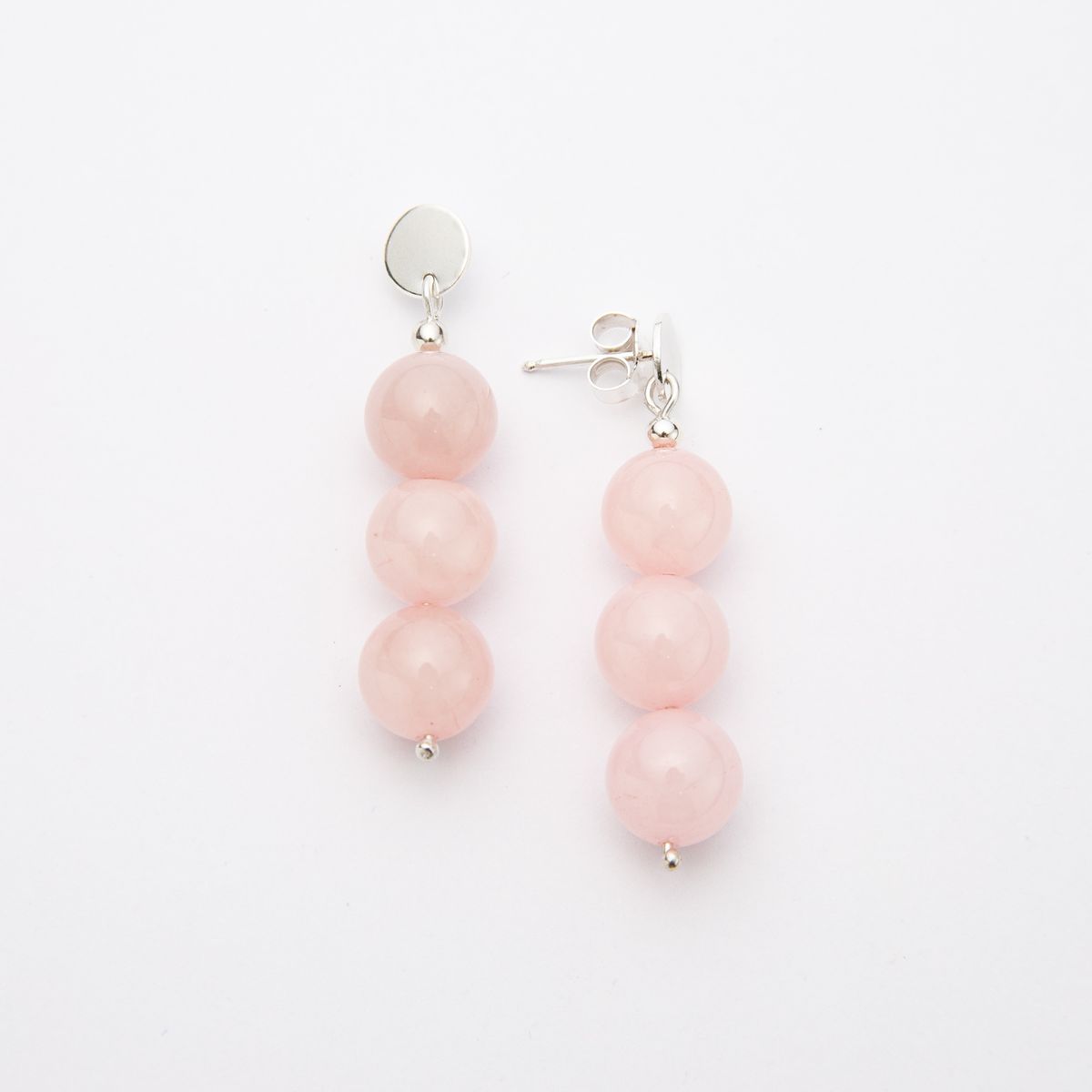 MCPTIENDATALLER - Aros de piedras cuarzo rosa