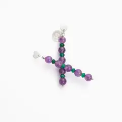 MCPTIENDATALLER - Aros de piedras amatista y ágata verde.