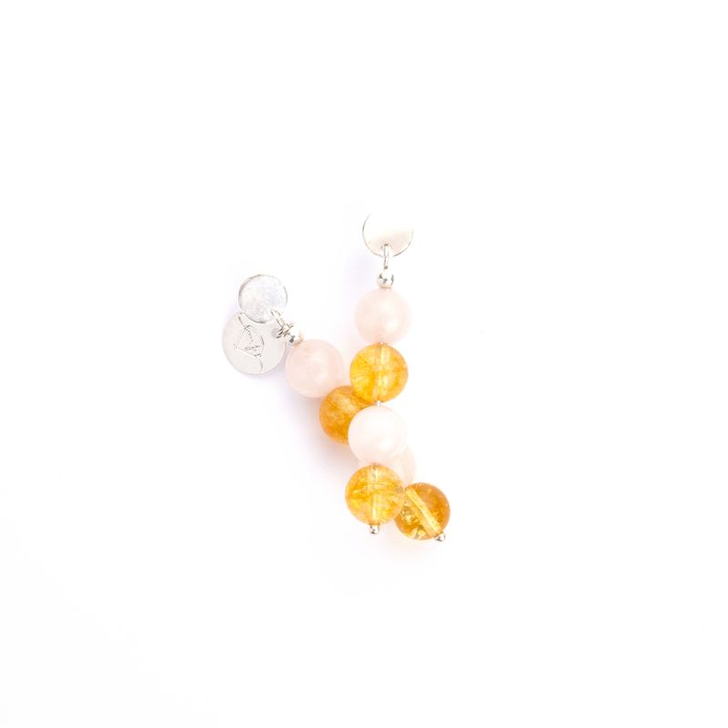 MCPTIENDATALLER - Aros de piedras citrino y cuarzo rosa.
