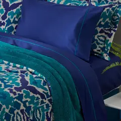 VELUTTI - Sábanas Super King 3 Plazas 180 Hilos Azul