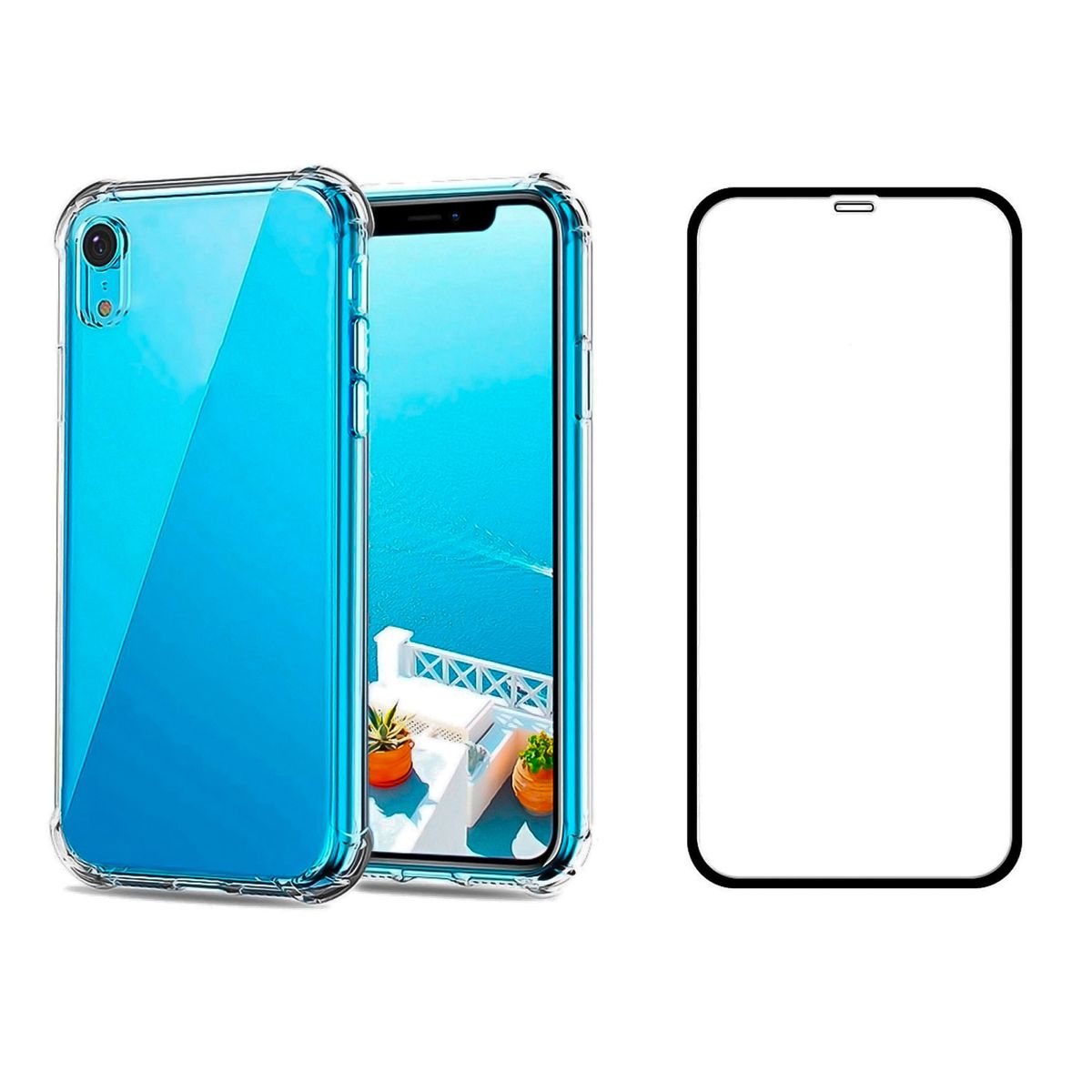 GENERICO - Carcasa Para iPhone XR Y Lamina Mica Vidrio Completa