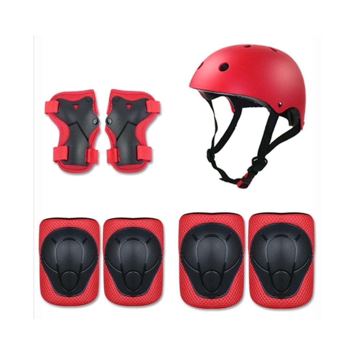 GENERICO - casco rodilleras coderas y cubre manos para niños