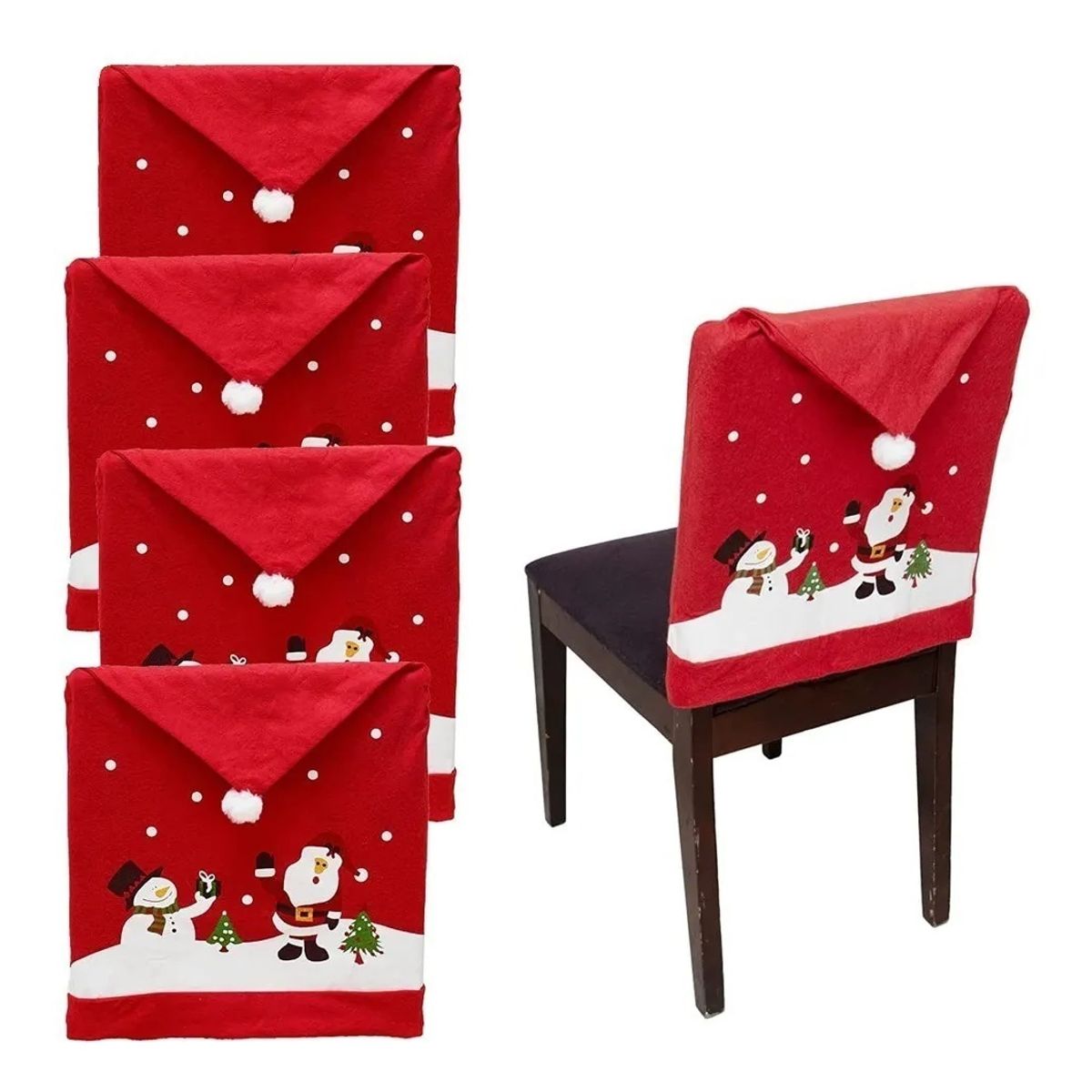 GENERICO - Pack 4 Fundas Navideña Para Respaldo Silla Fundas Para Silla