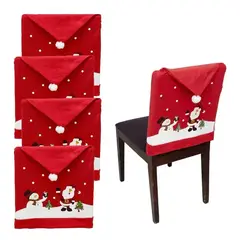 GENERICO - Pack 4 Fundas Navideña Para Respaldo Silla Fundas Para Silla