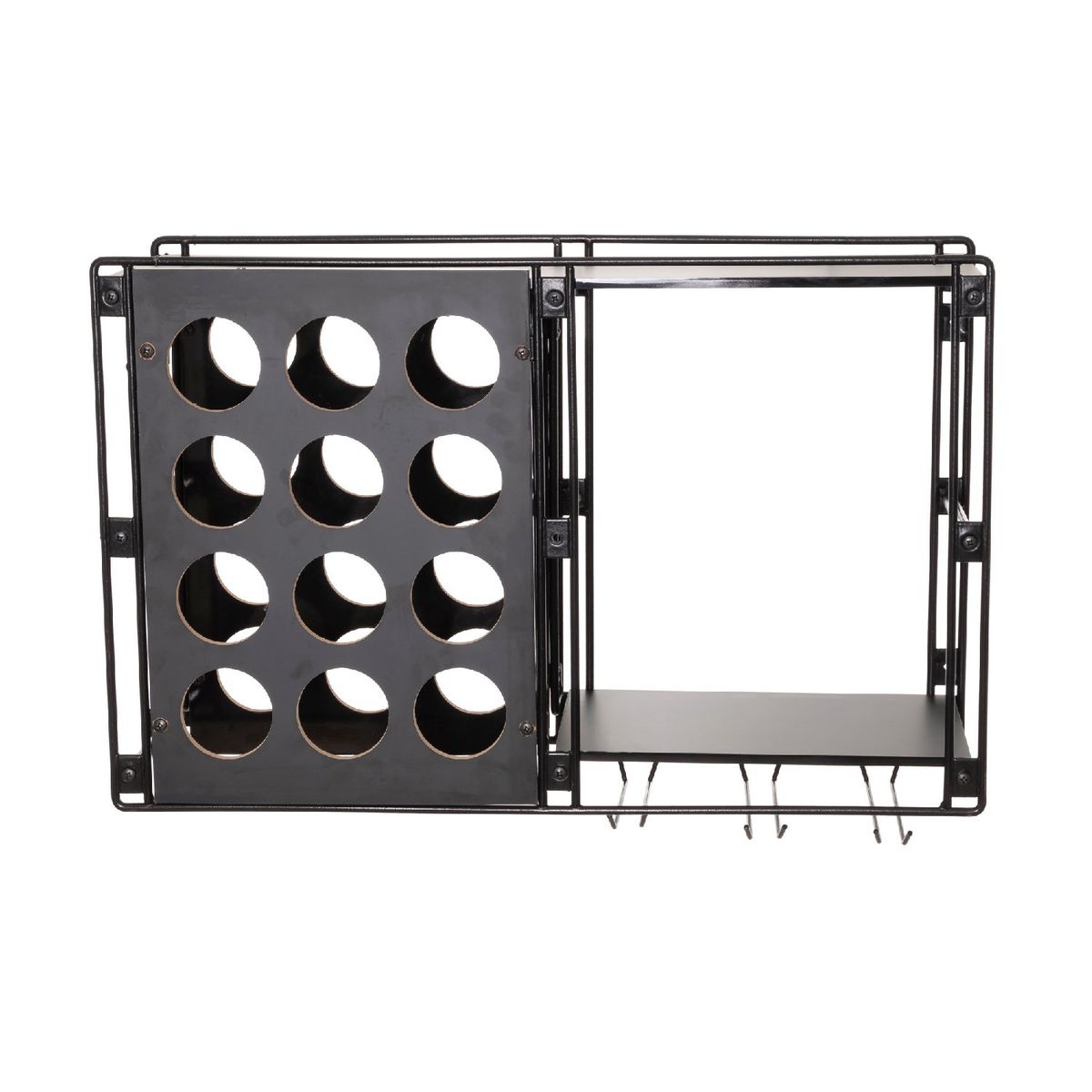 METALTRU - Cava vino mural para 12 vinos y porta copas negro