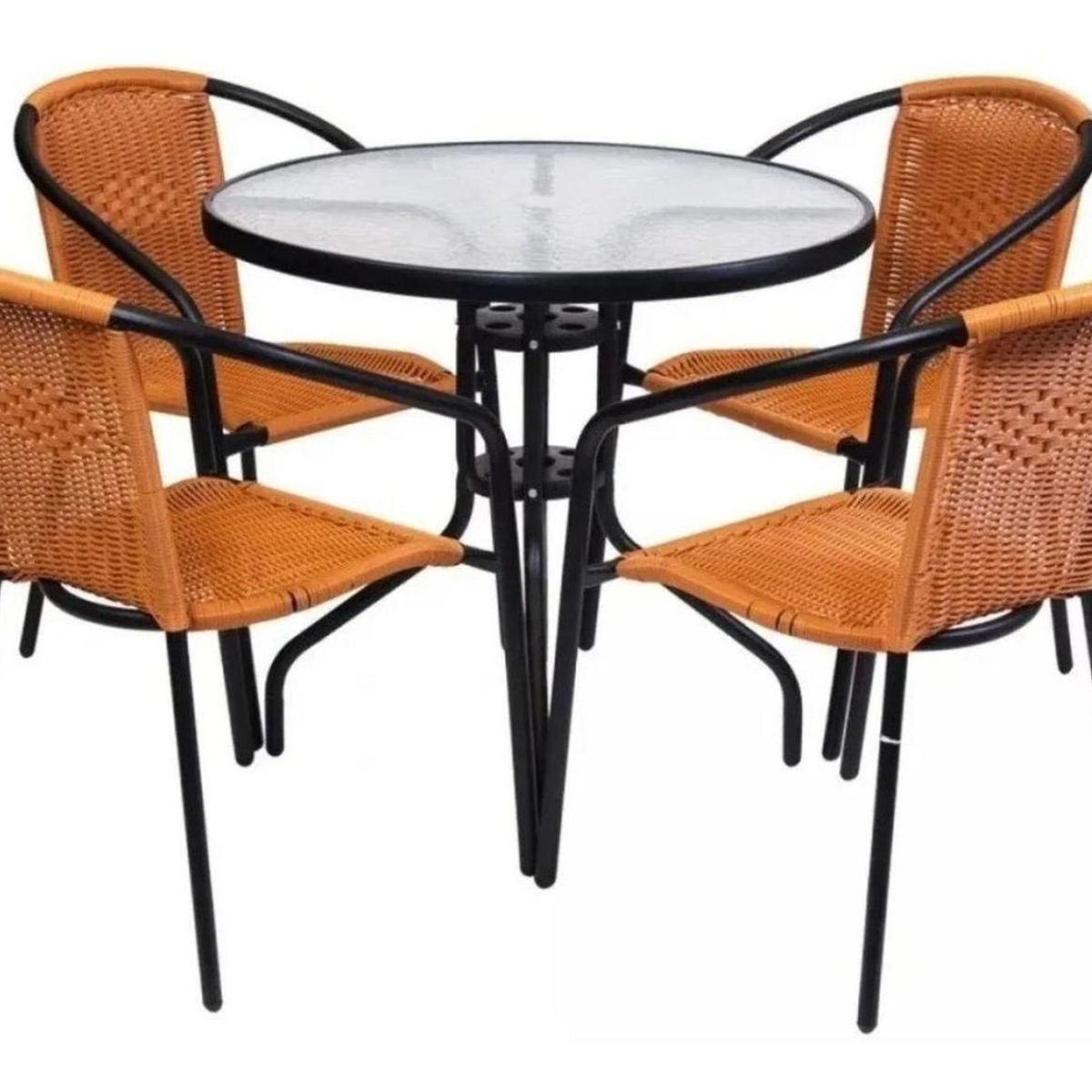 IMPORTCLICK - Juego Comedor Terraza Jardín Para 4 Personas Tipo Rattan