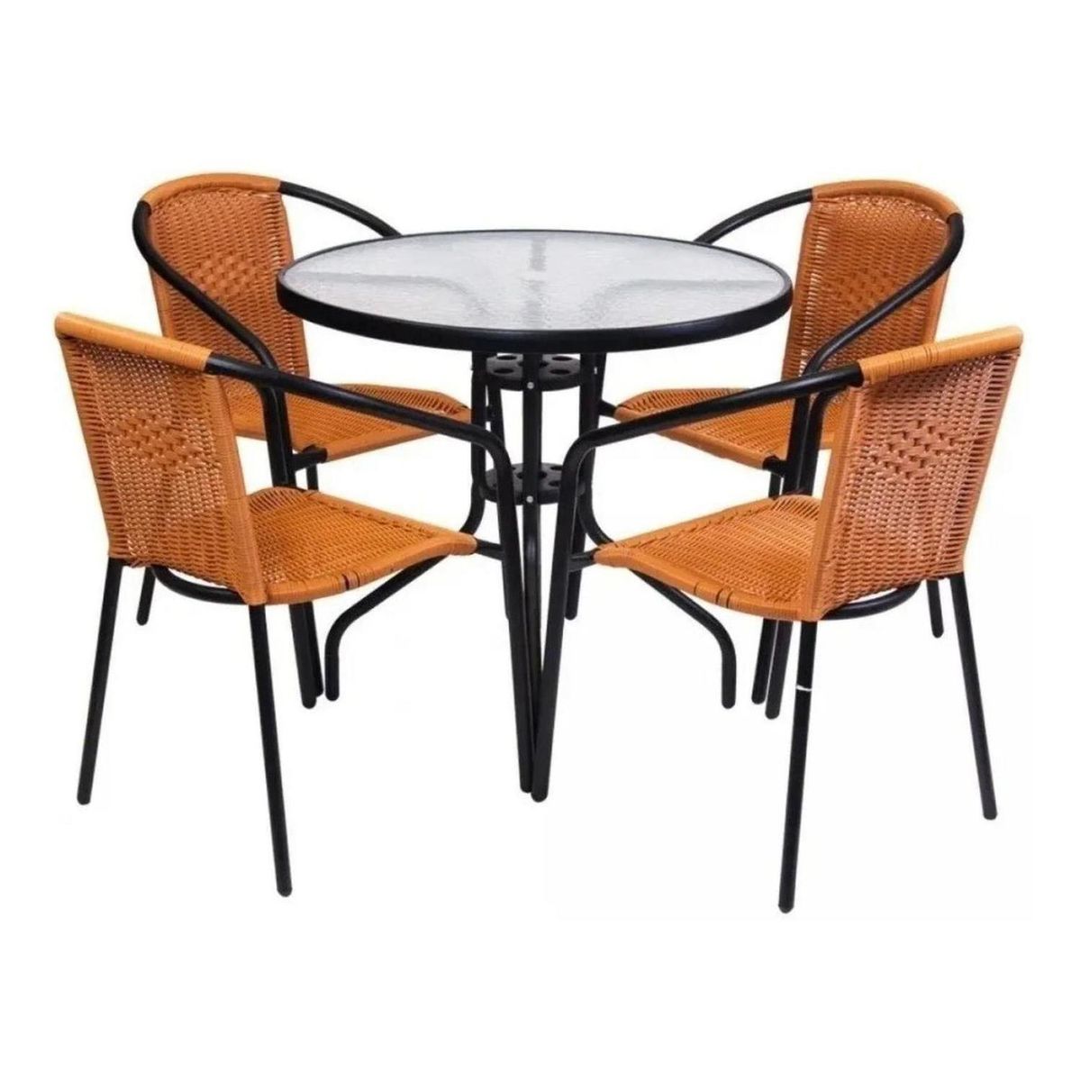 IMPORTCLICK - Juego Comedor Terraza Jardín Para 4 Personas Tipo Rattan