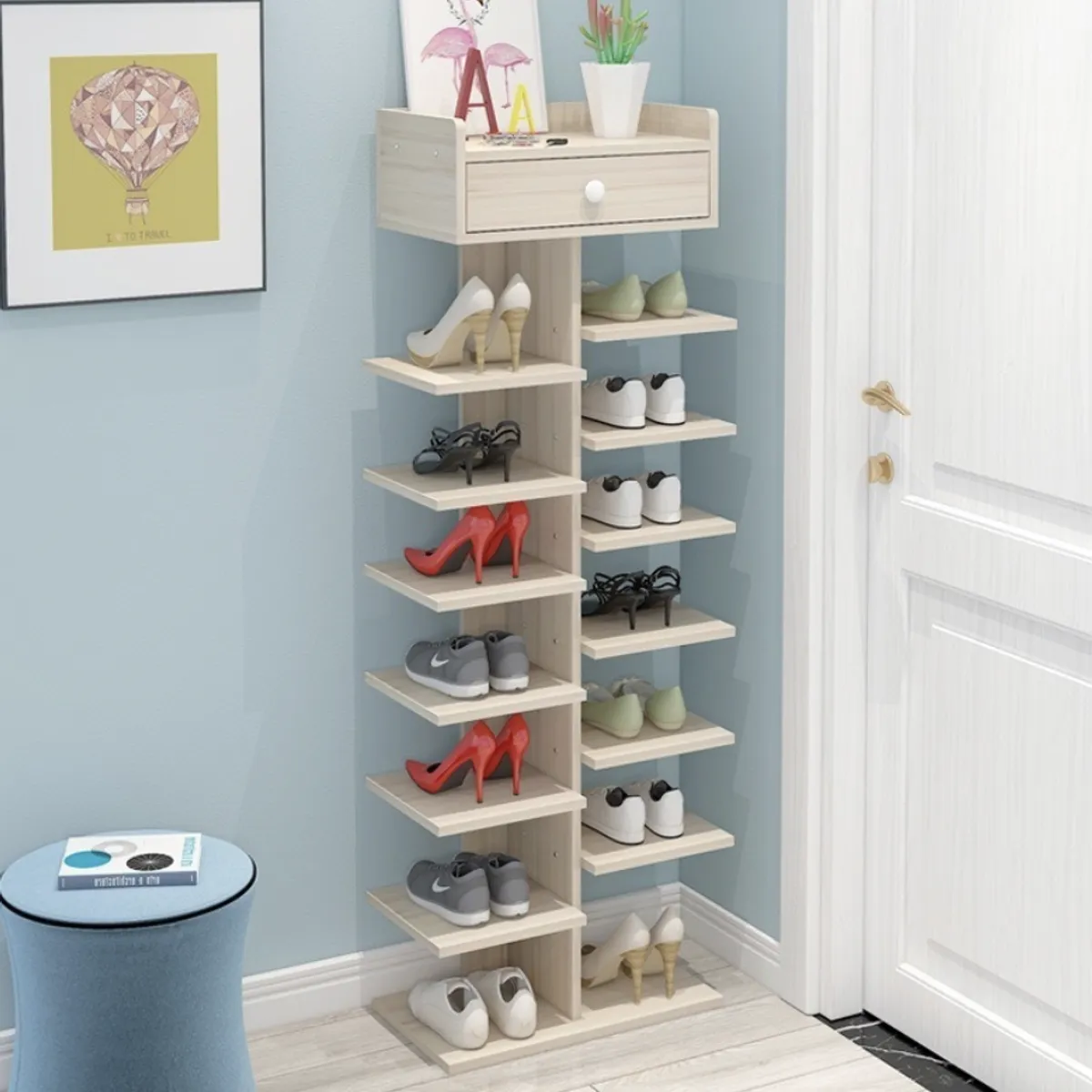 HOMER DESIGN - Zapatero Organizador Estante Zapatos 14 Pcs Hall Armario 2007083