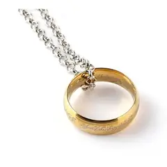 GENERICO - Anillo El Señor de Los Anillos cadena bolsita terciopelo con logo Lord of The Rings