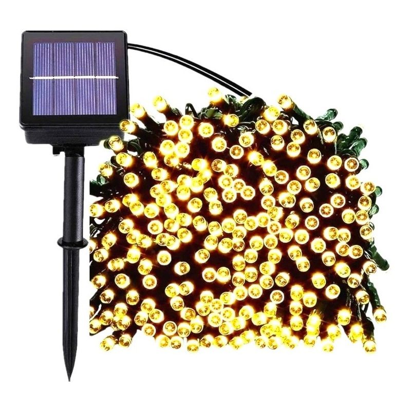GENERICO - Guirnalda Solar 200Led 20 Metros Luz Blanca Cálida
