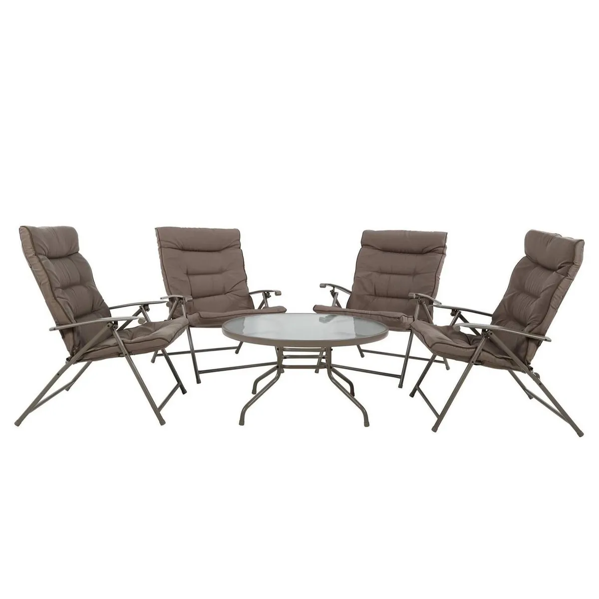 IMPORTCLICK - Juego Comedor Terraza Jardín Mesa + 4 Sillas Metal - Gris