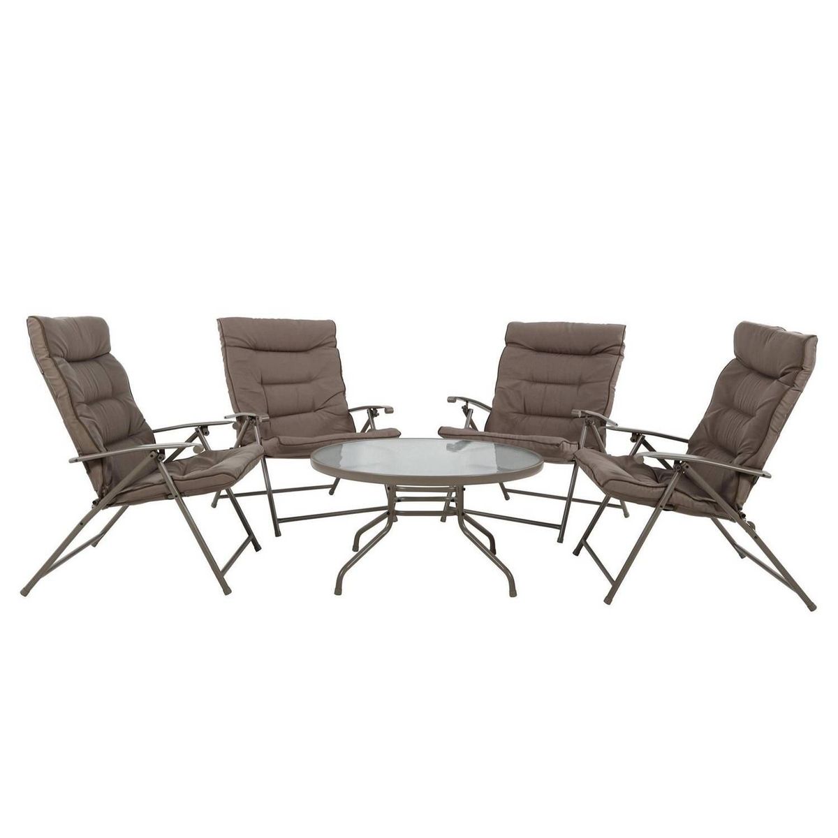 IMPORTCLICK - Juego Comedor Terraza Jardín Mesa + 4 Sillas Metal - Gris