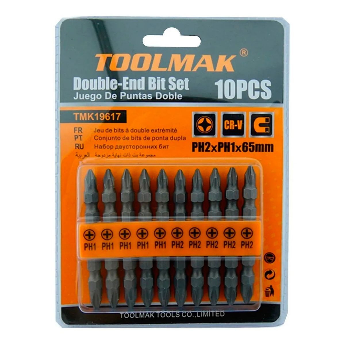 GENERICO - Kit Juego Puntas Phillips Ph2 Ph1 Doble 10 Pcs Tmk19617