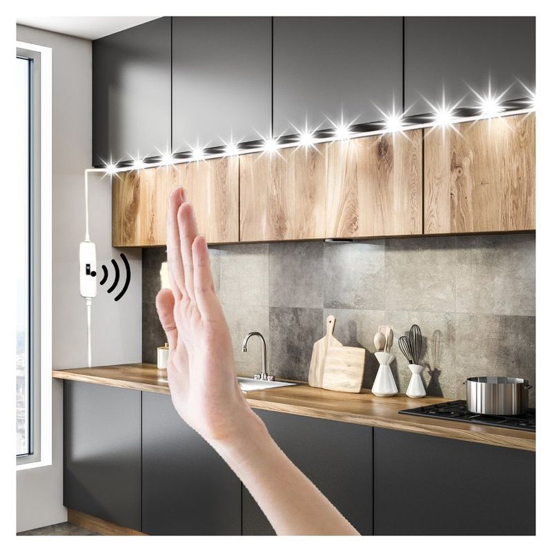 DANWEILE - Tira Luz LED Interruptor con Sensor Blanco Cálido 2 m