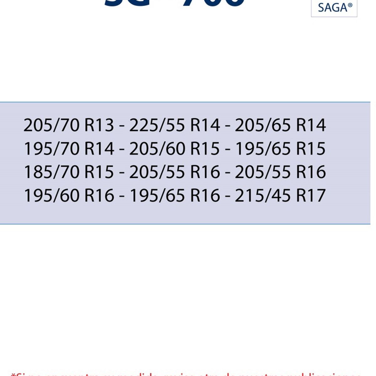SAGA - Cadenas para Nieve Montaje Rápido SG706