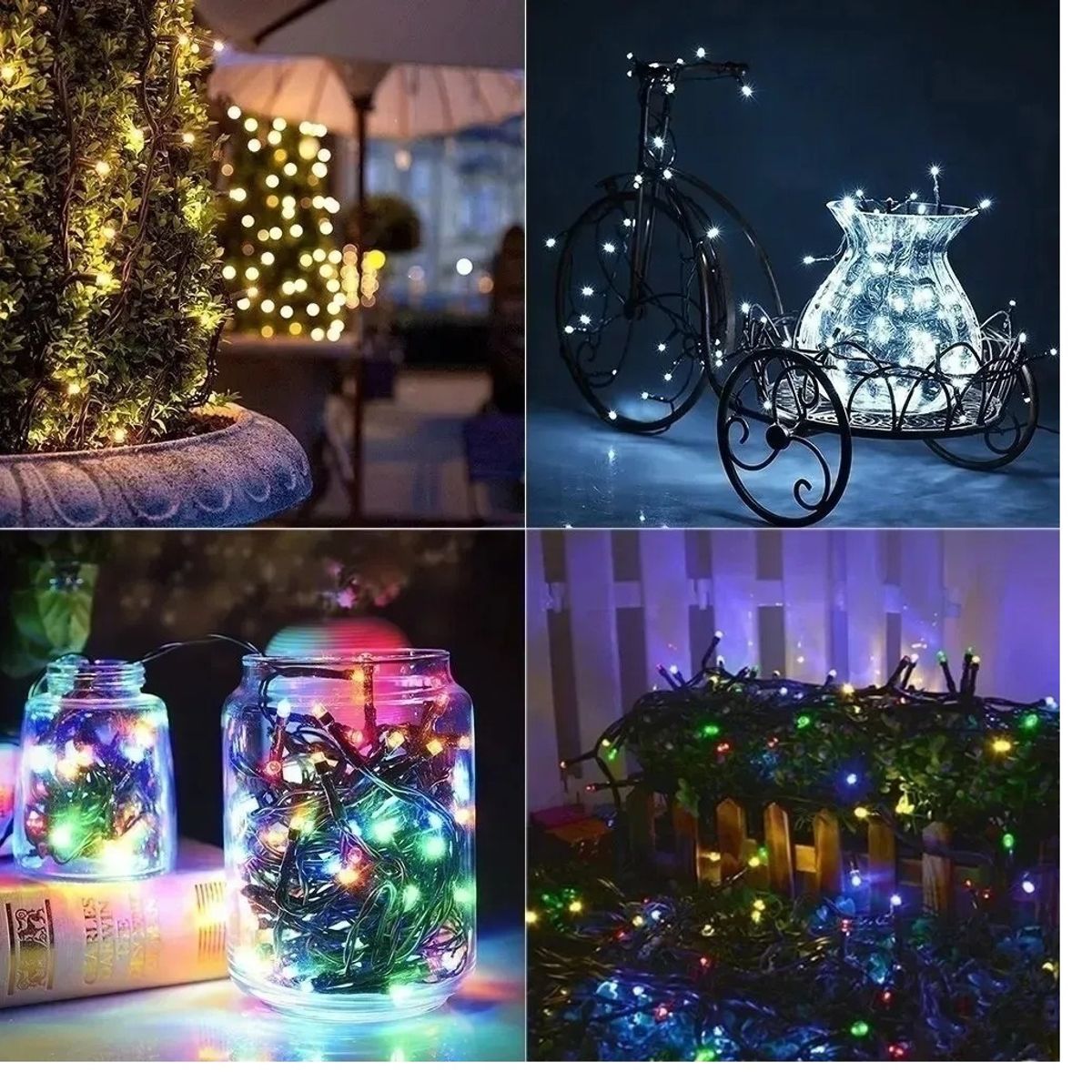 GENERICO - Pack x3 Luces Guirnaldas Solares Cálidas 200 Led 20 Metros